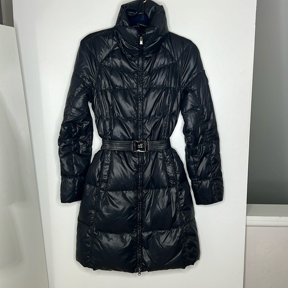 add Down Sz 6 Puffer Zip Belted Black Coat - Picture 4 of 16